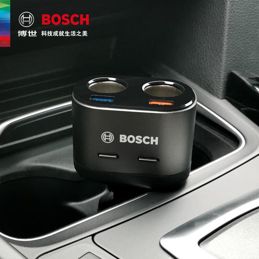 员工内购平台博世（BOSCH）PS700 车载充电器点烟器一拖二双USBQC3.0快充双点烟口 电压LED数显 商品图2