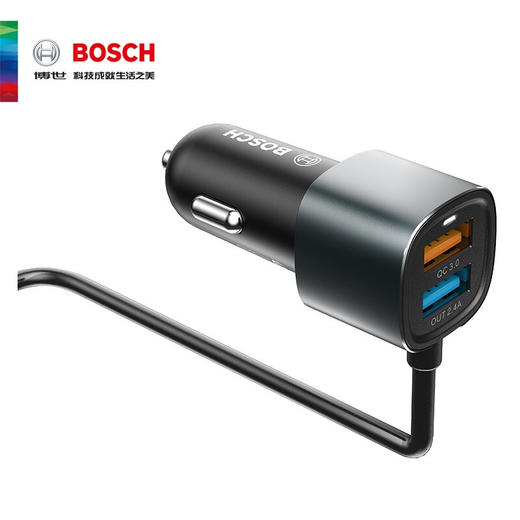 员工内购平台博世 Bosch PS500 车载充电器一拖二点烟器快充QC3.0 双USB双点烟口 商品图4