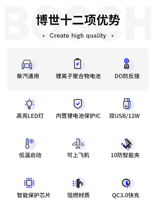员工内购平台博世ES900汽车打火应急启动电源12 24V电瓶搭电多功能移动大容量 商品图4