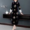YFN-6810秋冬新款文艺复古民族风金丝绒改良版中国风连衣裙 商品缩略图1