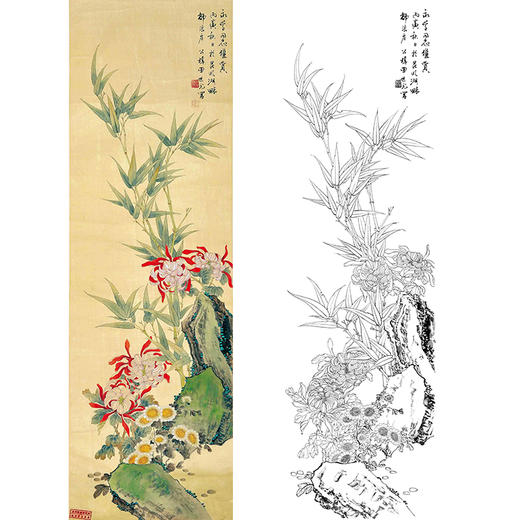 田世光工笔竖幅花鸟白描底稿-SG37 商品图0
