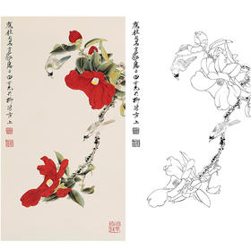 田世光工笔竖幅花鸟白描底稿-SG26