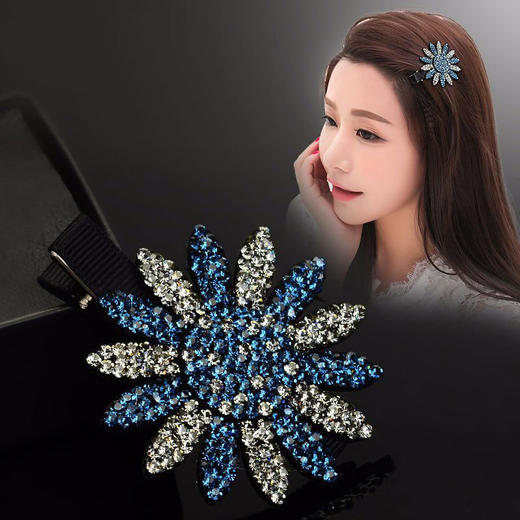 LBE-bj320发夹韩国成人个性甜美优雅百搭淑女日韩简约发饰镶钻花朵刘海饰品 商品图0