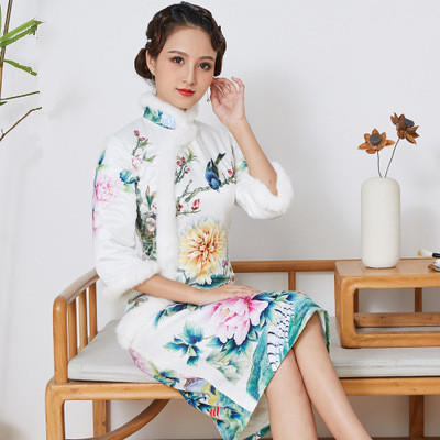 QC-1697738秋冬新款盘扣优雅旗袍裙 商品图0