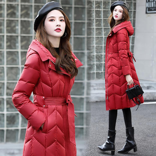 ASE-6608时尚潮流气质百搭修身显瘦中长款羽绒服 商品图0