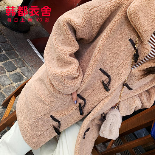 韩都衣舍2020冬装新款潮韩版宽松牛角扣外套学生森系棉衣棉服女 商品图3
