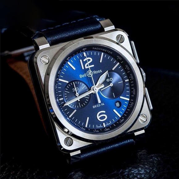steel blue,stainlesssteel 瑞士腕表 bell & ross(柏莱士)br 03-94 blue steel