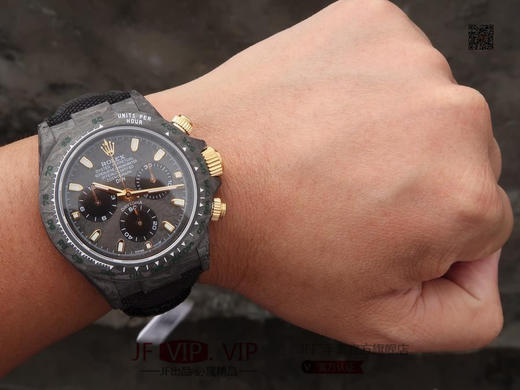 DIW劳力士宇宙计时迪通拿系列，上海7750计时机芯，表壳碳纤维材质打造，镜面双面电镀高透膜工艺，男士腕表，绢丝表带，自动机械机芯，密底 商品图9