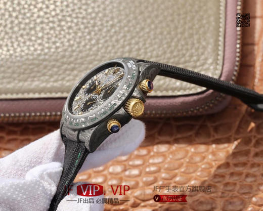 DIW劳力士宇宙计时迪通拿系列，上海7750计时机芯，表壳碳纤维材质打造，镜面双面电镀高透膜工艺，男士腕表，绢丝表带，自动机械机芯，密底 商品图5