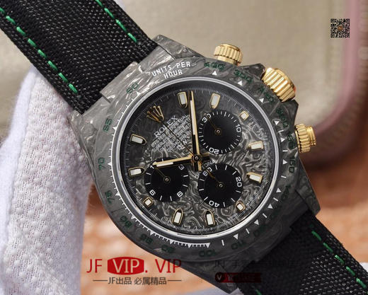 DIW劳力士宇宙计时迪通拿系列，上海7750计时机芯，表壳碳纤维材质打造，镜面双面电镀高透膜工艺，男士腕表，绢丝表带，自动机械机芯，密底 商品图3