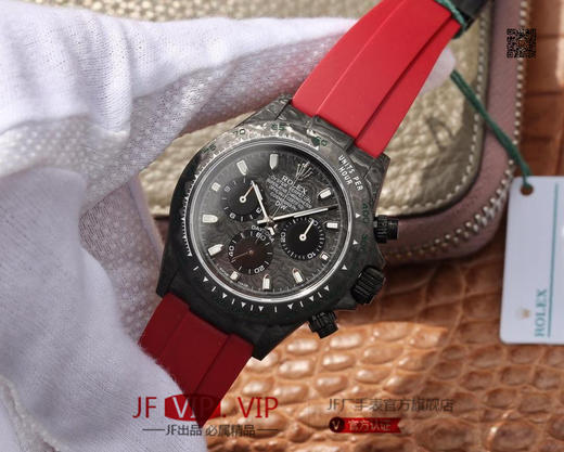 DIW劳力士宇宙计时迪通拿系列，上海7750计时机芯，表壳碳纤维材质打造，镜面双面电镀高透膜工艺，男士腕表，绢丝表带，自动机械机芯，密底 商品图2