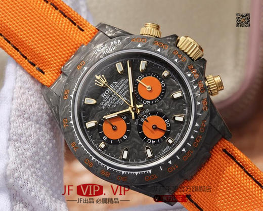 DIW劳力士宇宙计时迪通拿系列，上海7750计时机芯，表壳碳纤维材质打造，镜面双面电镀高透膜工艺，男士腕表，绢丝表带，自动机械机芯，密底。 商品图3