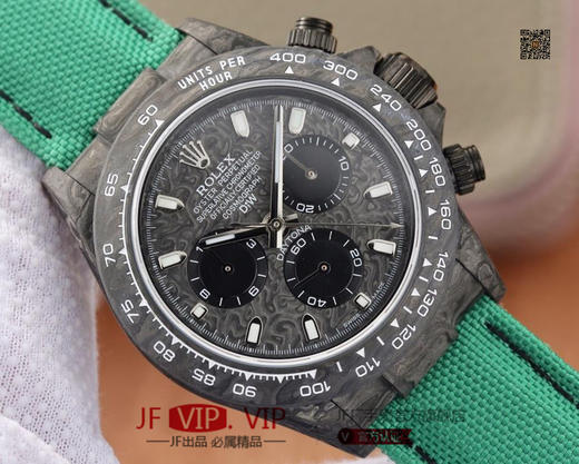 DIW劳力士宇宙计时迪通拿系列，上海7750计时机芯，表壳碳纤维材质打造，镜面双面电镀高透膜工艺，男士腕表，绢丝表带，自动机械机芯，密底。 商品图3