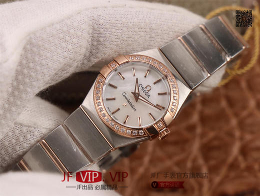 8848F欧米茄星座系列，表径24mm，搭载原版欧米茄1376专用机芯，字面采用一级珍珠贝母和南非真钻制成，表带18K金盾牌，女士腕表，精钢表带，自动机械机芯 商品图1