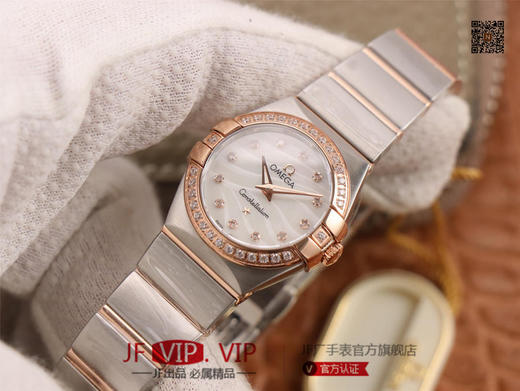 8848F欧米茄星座系列，表径24mm，搭载原版欧米茄1376专用机芯，字面采用一级珍珠贝母和南非真钻制成，表带18K金盾牌，女士腕表，精钢表带，自动机械机芯 商品图1