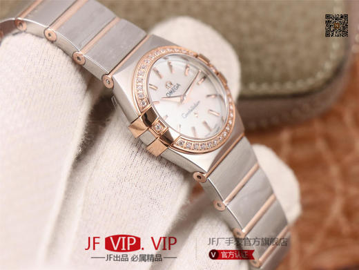 8848F欧米茄星座系列，表径24mm，搭载原版欧米茄1376专用机芯，字面采用一级珍珠贝母和南非真钻制成，表带18K金盾牌，女士腕表，精钢表带，自动机械机芯 商品图5
