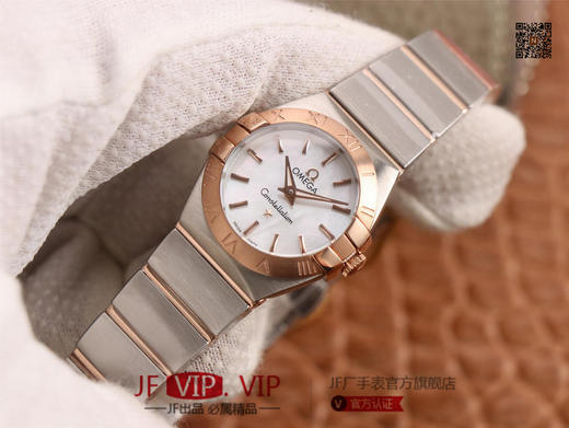 8848F欧米茄星座系列，表径24mm，搭载原版欧米茄1376专用机芯，字面采用一级珍珠贝母和南非真钻制成，表带18K金盾牌，女士腕表，精钢表带，自动机械机芯 商品图1
