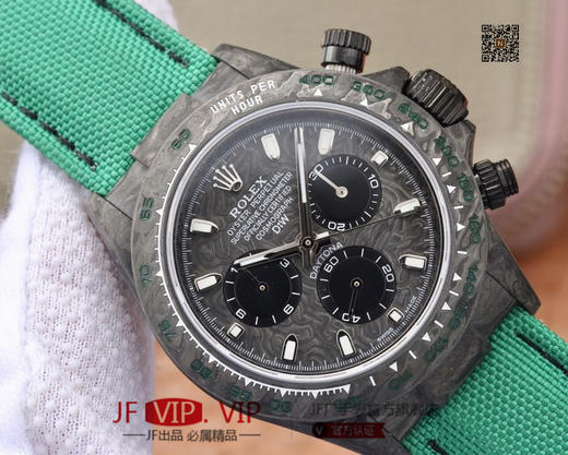 DIW劳力士宇宙计时迪通拿系列，上海7750计时机芯，表壳碳纤维材质打造，镜面双面电镀高透膜工艺，男士腕表，绢丝表带，自动机械机芯，密底 商品图3