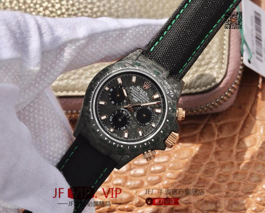 DIW劳力士宇宙计时迪通拿系列，上海7750计时机芯，表壳碳纤维材质打造，镜面双面电镀高透膜工艺，男士腕表，绢丝表带，自动机械机芯，密底 商品图2