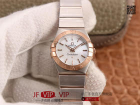 8848F欧米茄星座系列，表径24mm，搭载原版欧米茄1376专用机芯，字面采用一级珍珠贝母和南非真钻制成，表带18K金盾牌，女士腕表，精钢表带，自动机械机芯