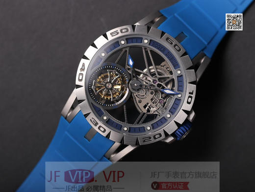 JB罗jie杜彼Excalibur Spidr（王者系列）RDDBEX0479。真陀飞轮手动上链机芯， 同步原装45mm*13mm的钛合金表壳，机芯11点和4点位置没有多余齿轮 商品图2