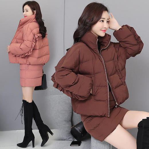 棉衣套装裙冬装甜美韩版时尚显瘦名媛加厚棉服半身裙二件套HT5308 商品图0