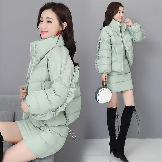 棉衣套装裙冬装甜美韩版时尚显瘦名媛加厚棉服半身裙二件套HT5308 商品图2