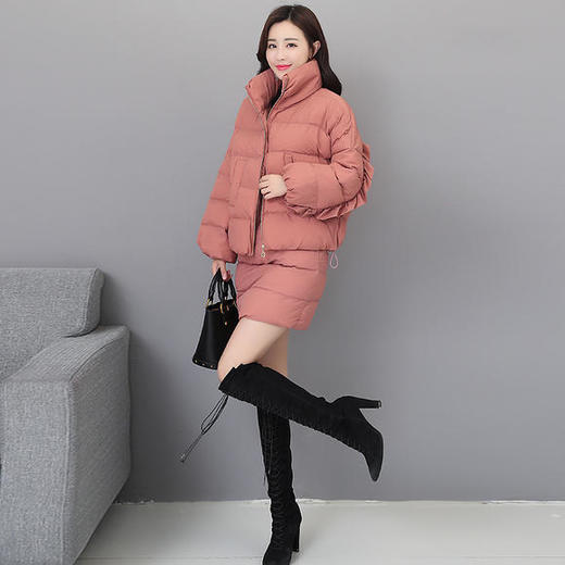 棉衣套装裙冬装甜美韩版时尚显瘦名媛加厚棉服半身裙二件套HT5308 商品图4