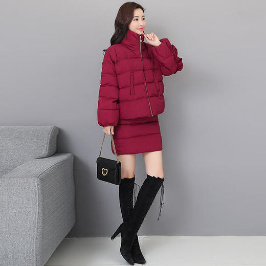 棉衣套装裙冬装甜美韩版时尚显瘦名媛加厚棉服半身裙二件套HT5308 商品图1