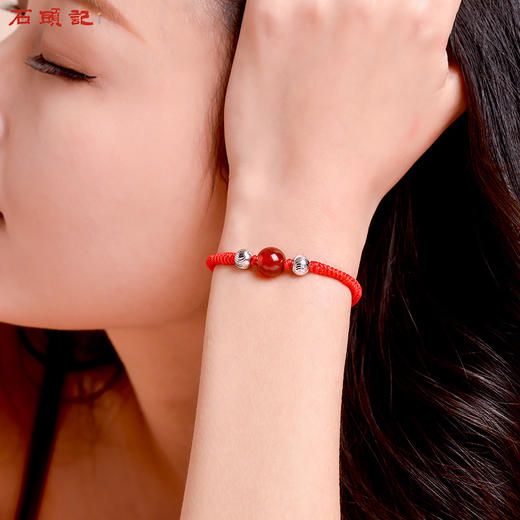 石头记 红绳手链女 水晶玛瑙手链 红色编织手链 商品图4