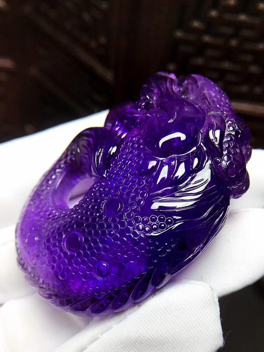 51g 纯天然紫水晶双面貔貅招财吊坠 商品图5