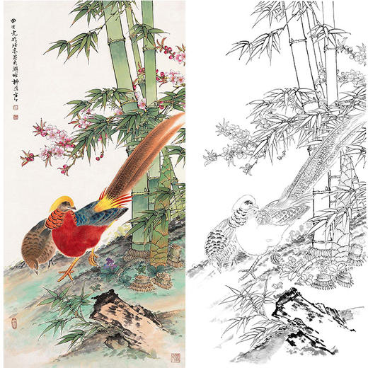 田世光工笔竖幅花鸟白描底稿-SG50 商品图0
