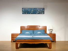 红桥红  家具严选  缅甸花梨(大果紫檀）  【素面直背高低床】