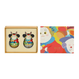 【故宫伴手礼】平安守护神-国风礼物中式传统兔爷摆件(一对礼盒装)