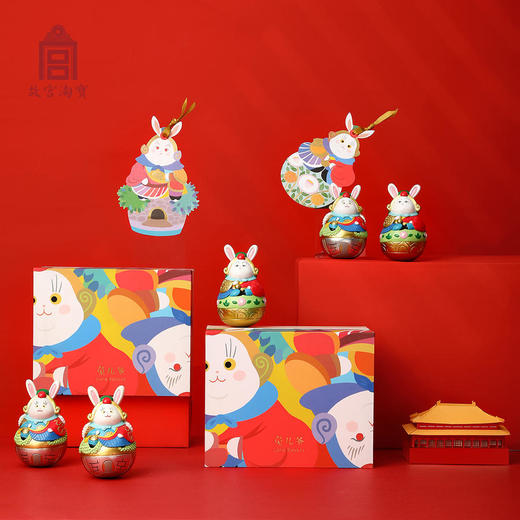 【故宫伴手礼】平安守护神-国风礼物中式传统兔爷摆件(一对礼盒装) 商品图2