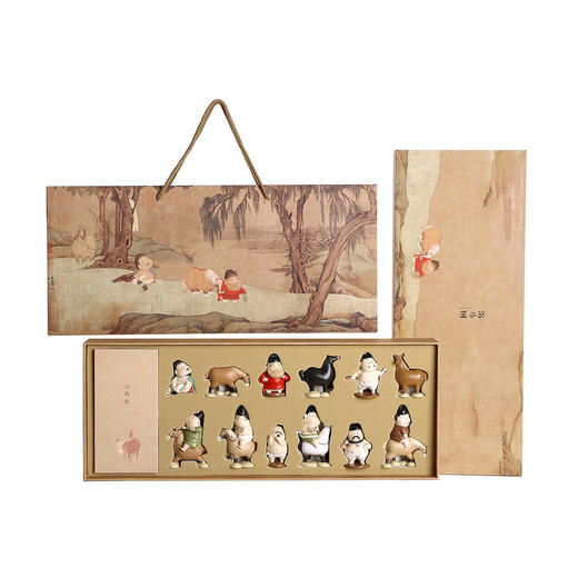 【故宫伴手礼】赵孟頫浴马图系列-树脂摆件套装 商品图0