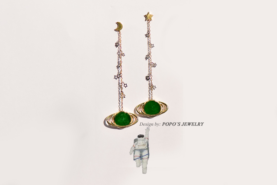 有旋律的绿色星球 耳坠