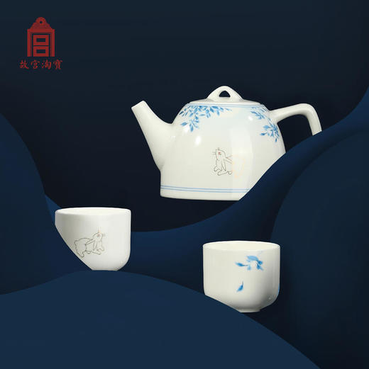 【故宫陶瓷】月兔桂花清-茶壶茶杯国风中式骨瓷茶具套装礼盒 商品图1