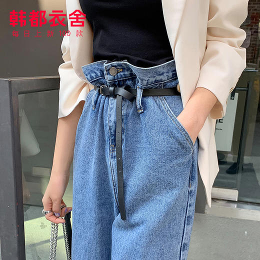 韩都衣舍2020秋装新款女装韩版花苞腰阔腿显瘦裤子牛仔裤RZ0177沐 商品图3