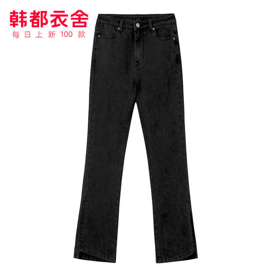 韩都衣舍2020韩版秋新女高腰弹力休闲显瘦休闲微喇牛仔裤RZ0181耒 商品图4