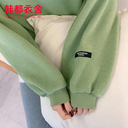 韩都衣舍2019冬装新款韩版女装宽松慵懒风长袖拼接潮卫衣RZ0197焕 商品图3