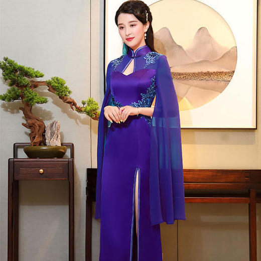 时尚优雅修身，高开叉中国风晚礼服MB-晚礼服 商品图3