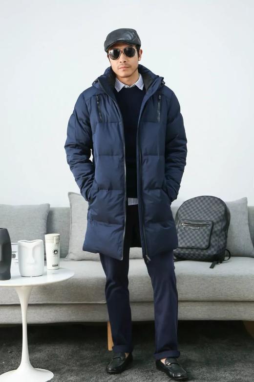 高端亮面蓝色！原价:8500 保时捷A*d X Porsche联名款男士中长款羽绒服 商品图1