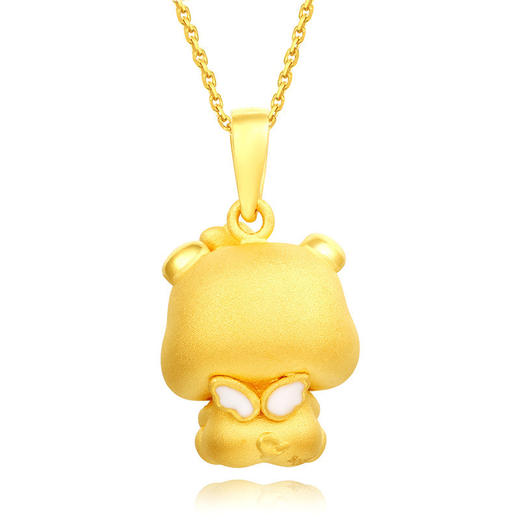 金大福珠宝生肖金猪黄金吊坠羞羞猪足金3d硬金女 重量1.1g YU00209 商品图1