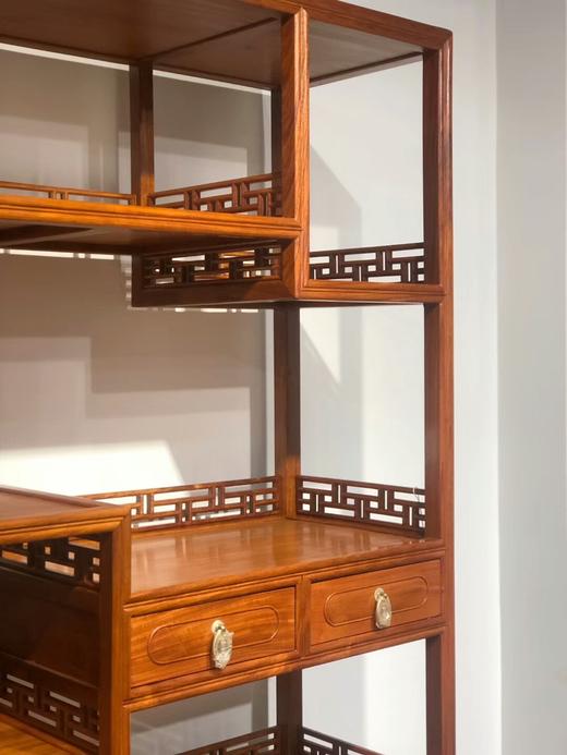 红桥红 家具严选  缅甸花梨(大果紫檀）  【卷草纹条子书架】 商品图5