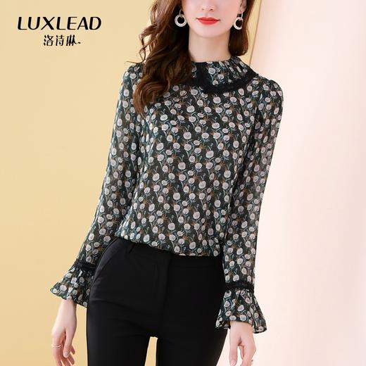 洛诗琳2020春季新品碎花印花雪纺长袖打底衫女 商品图0