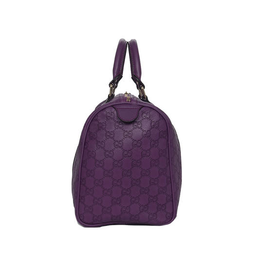 s级 gucci 古驰 boston 经典款紫色牛皮压花中号波士顿包