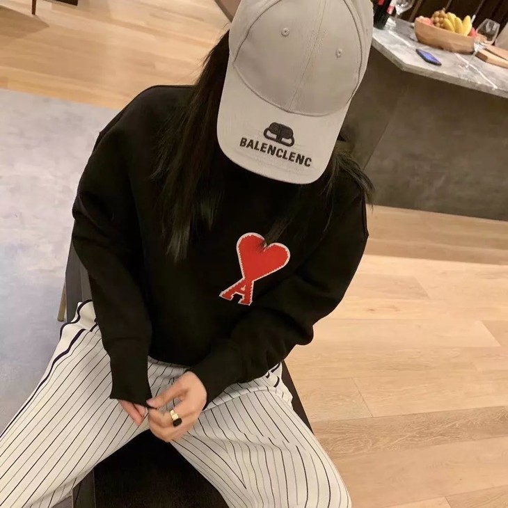 c13120正品/ami卫衣爱心桃心连帽女男加绒加厚ins潮牌