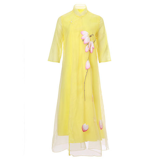 上海旗袍厂KDS-1062     2020春夏新款女装中国风绣花禅意茶服连衣裙 商品图4