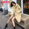 韩都衣舍2020冬装新款韩版中长款牛角扣毛呢外套女GE00140甦0920 商品缩略图0
